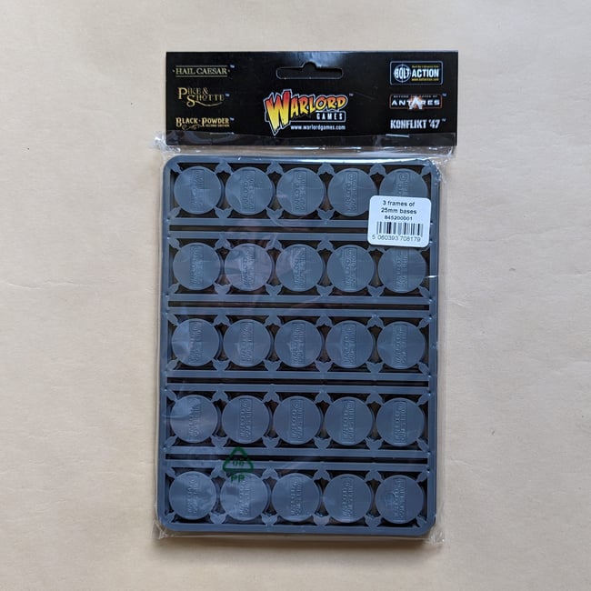 3 sprues of 25 x 25mm lipped round bases - 