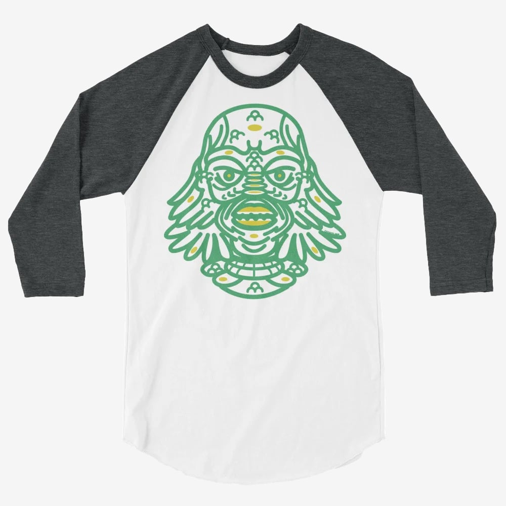 YETI BITE SWAMP LAGOON CREATURE 3/4 SLEEVE RAGLAN