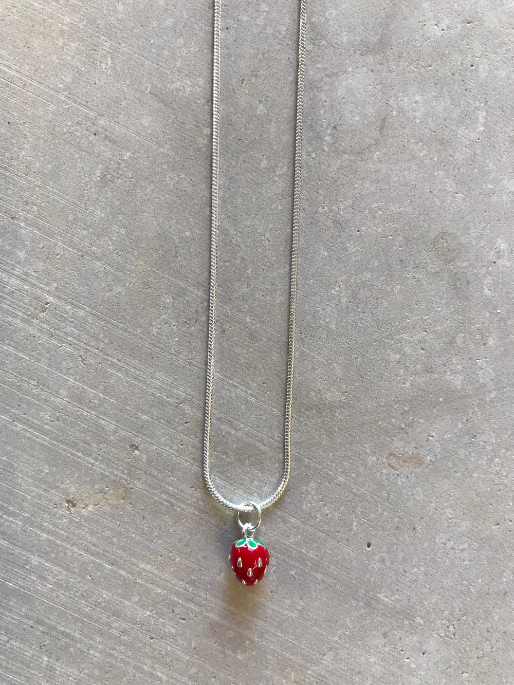 Silver strawberry necklace 