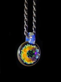 Image 1 of UV reactive psychedelic flower pendant 💎