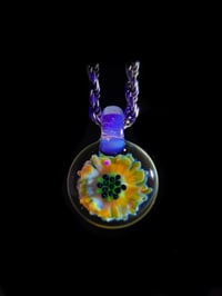 Image 2 of UV reactive psychedelic flower pendant 💎