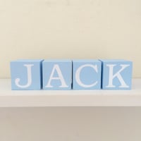 Image 2 of Hand painted baby boy wood name blocks, new baby gift,wood baby blocks,alphabet wood blocks