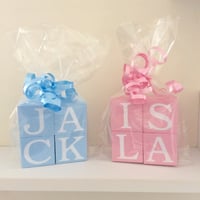 Image 3 of Hand painted baby boy wood name blocks, new baby gift,wood baby blocks,alphabet wood blocks