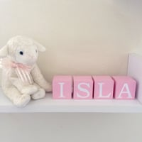 Image 1 of Hand painted baby girl wood name blocks, new baby gift,wood baby blocks,alphabet wood blocks