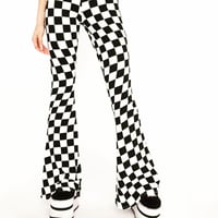 Checkered Bellbottom Pants 