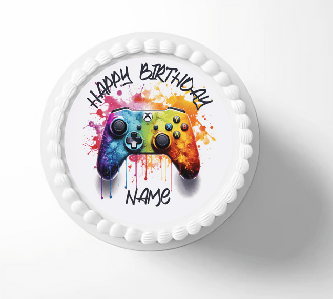 PERSONALISED Pre-cut Birthday GAMER Toppers / Cupcake Cookie Cake Edible Topper