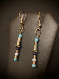 Blue Beaded Spoke Nipples Earrings 