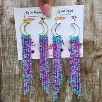 Image 2 of Crescent Moon Fringe Earrings