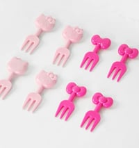 Image 3 of Kittys and Bows Fruit Forks/ Food Picks