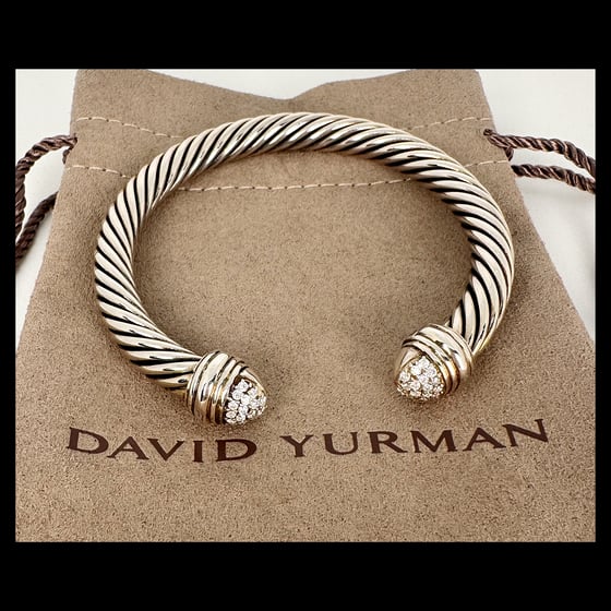 Image of David Yurman 7MM Cable Bracelet with Pavé Diamond Domes 
