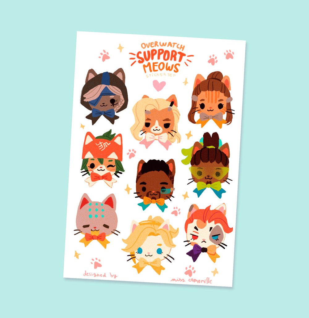 Image of Overwatch supports as meow-meows Stickerset