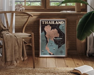 Image of Vintage poster Thailand Map - Fine Art Print