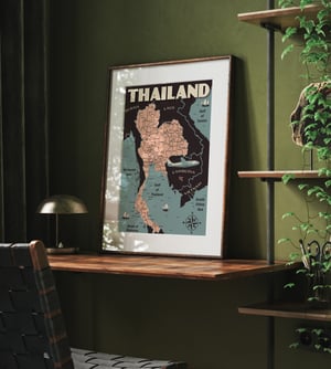 Image of Vintage poster Thailand Map - Fine Art Print