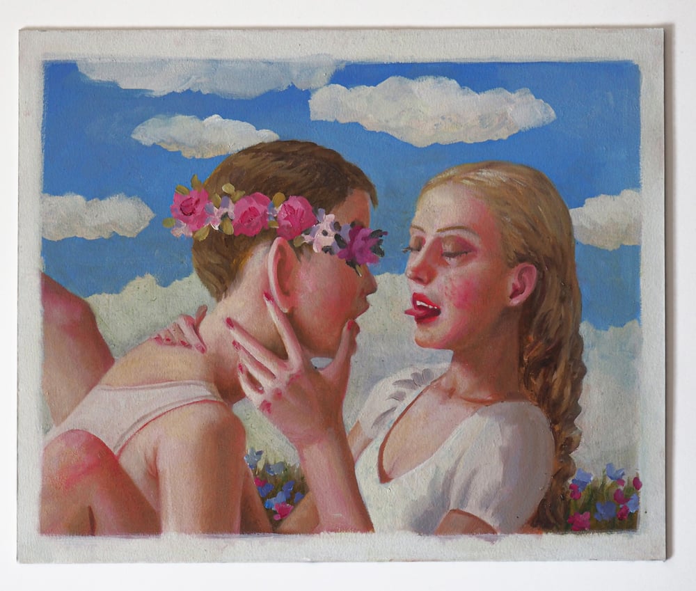 Image of Sketch for painting "Kissing lessons"