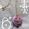 Amethyst Heart wire wrapped pendant necklace 