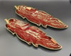 A Pair Of Carlton Ware Rouge Royale Gold Gilded English Porcelain Leaf Dishes
