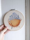"Cerulean Gold" - 6 Inch Hoop / 15cm Abstract Embroidery Hoop