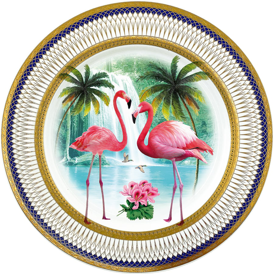 Image of Pink flamingos - Large Fine China Plate - #0774