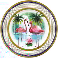 Image 1 of Pink flamingos - Large Fine China Plate - #0774