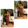 REGULAR SIZE SEXY CHOCOLATE HALTER MIDI DRESS 