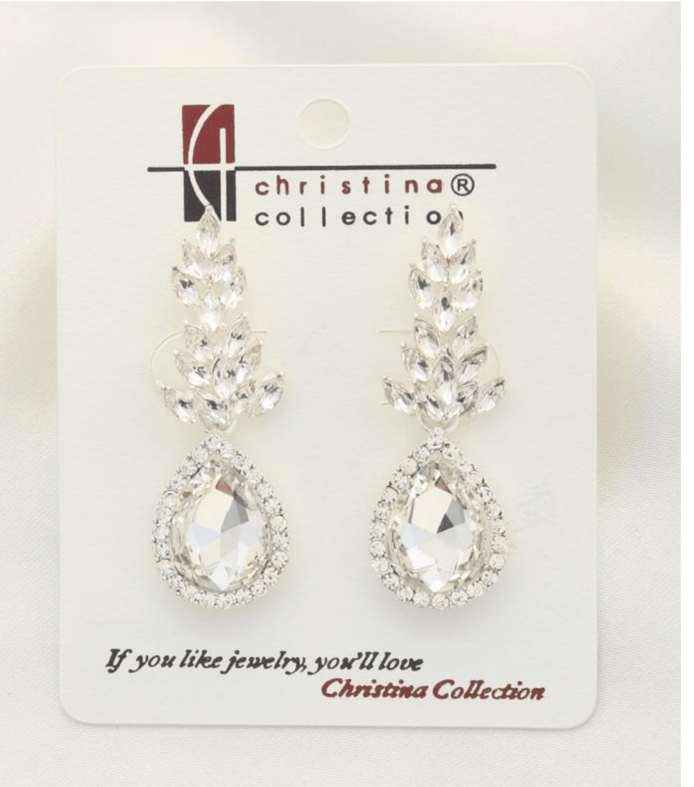 Image of Teardrop Rhinestone Marquis Earrings