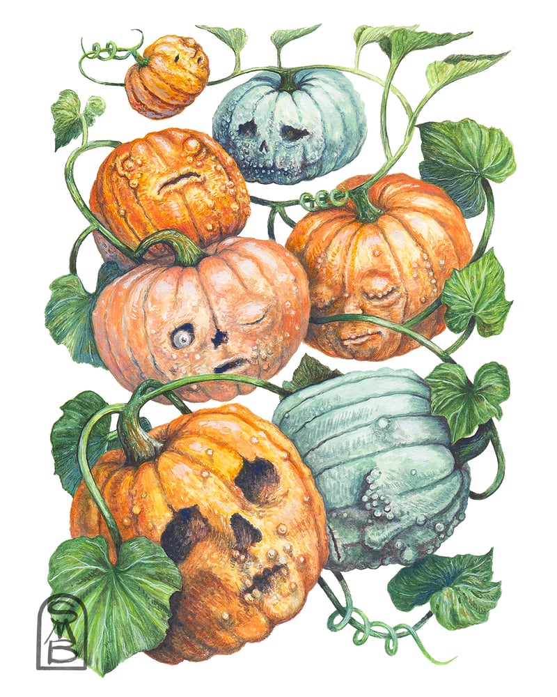 Image of Creepy Pumpkin Patch Print (color)