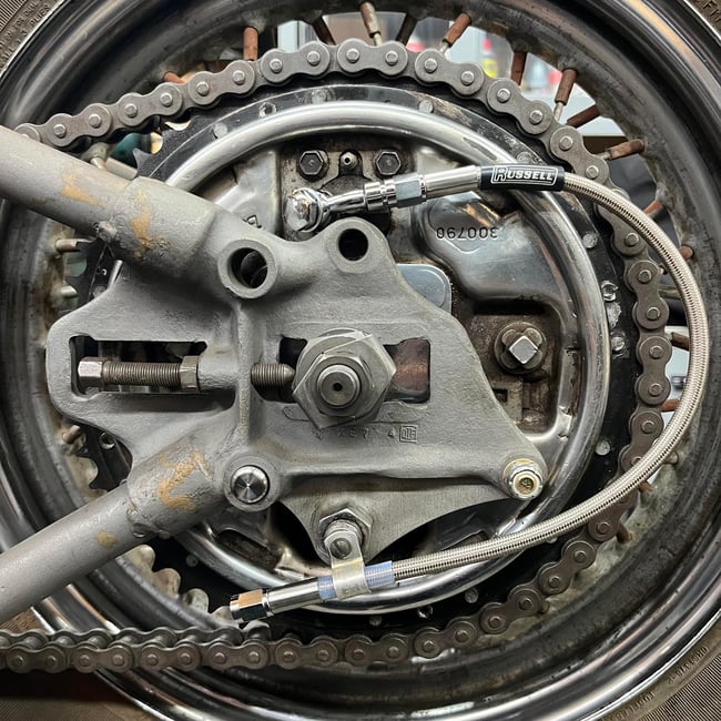 Juice Drum brake bracket with brake line kit for 1963-1972 drum. 