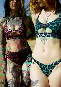 Image 2 of Cut Out Bikini Top Leo green