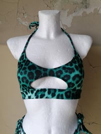 Image 3 of Cut Out Bikini Top Leo green