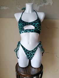 Image 4 of Cut Out Bikini Top Leo green