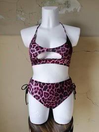 Image 3 of Cut Out Bikini Top leo pink