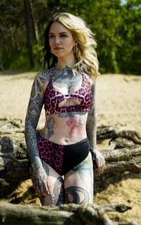 Image 1 of Cut Out Bikini Top leo pink