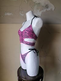 Image 4 of Side Cut Out Bikini Top Zebra pink