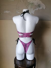 Image 5 of Side Cut Out Bikini Top Zebra pink