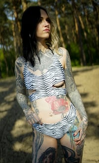 Image 2 of Side Cut Out Bikini Top Zebra white