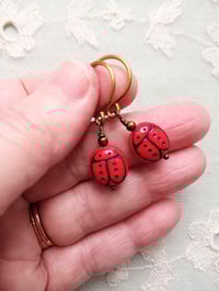 Image 2 of Ladybird Czech Glass Bead Earrings