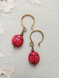 Image 3 of Ladybird Czech Glass Bead Earrings