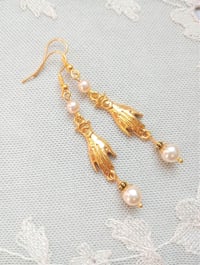 Image 5 of Regency Hand Ivory Pearl Earrings, Pierced or Clip On 