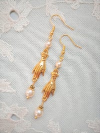 Image 1 of Regency Hand Ivory Pearl Earrings, Pierced or Clip On 