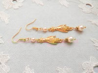 Image 3 of Regency Hand Ivory Pearl Earrings, Pierced or Clip On 