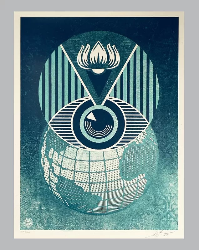 Shepard Fairey Obey Sérigraphie Flint Eye Alert Globe Earth Crisis 2017