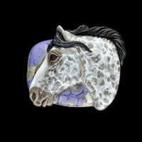 Image 1 of XL. Storm - Dapple Grey Stallion - Flamework Glass Focal Pendant Sculpture Bead
