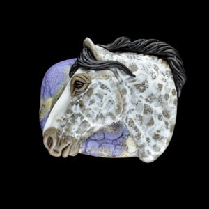Image of XL. Storm - Dapple Grey Stallion - Flamework Glass Focal Pendant Sculpture Bead