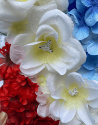 Image 3 of Patriotic Blossoms: 8 x 10 Red White Blue Flowers on Canvas (Original)