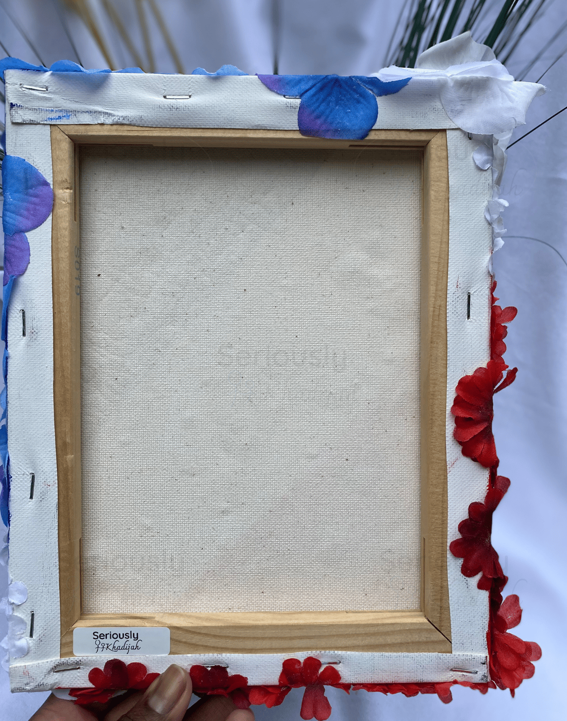Image of Patriotic Blossoms: 8 x 10 Red White Blue Flowers on Canvas (Original)