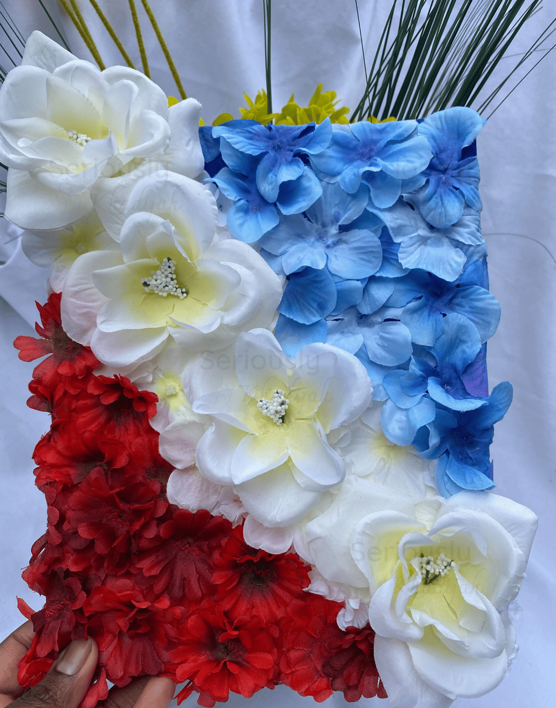 Image of Patriotic Blossoms: 8 x 10 Red White Blue Flowers on Canvas (Original)