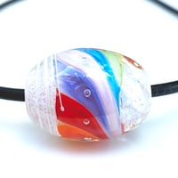 Image 1 of Focal Art Glass Bead: The Rainbow Banner Flies High. Ready to Ship.