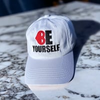 Image 1 of Be Yourself Logo "Dad Hat"- White