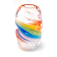 Image 1 of Focal Art Glass Bead: The Rainbow Cylinder. Ready to Ship.