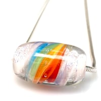Image 2 of Focal Art Glass Bead: The Rainbow Cylinder. Ready to Ship.